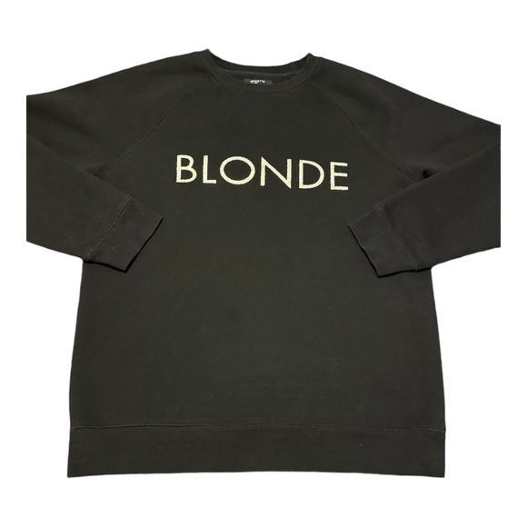 Brunette The Label Black Sparkle BLONDE Sweatshirt Size M/L Relaxed Fit Warm Fun - Picture 2 of 10